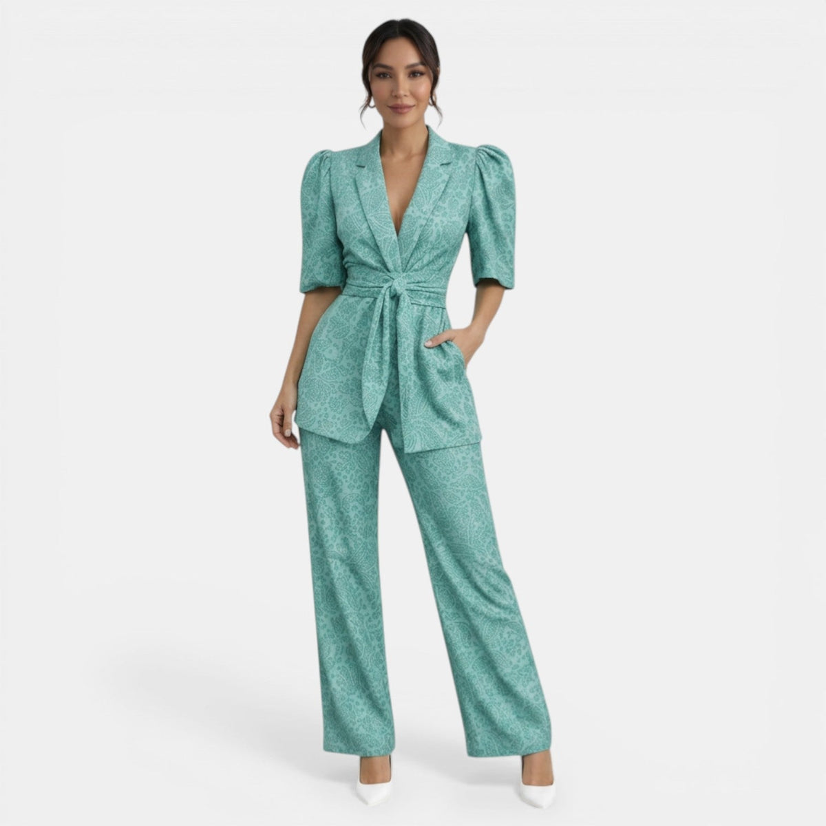 Women's Elegant Two-Piece Set for Events - Green