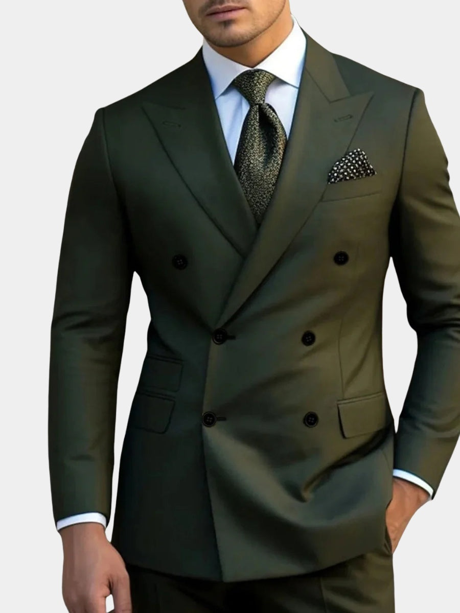 Men's Double-Breasted Peak Lapel Wedding Suit
