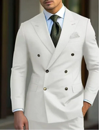 Men's Double-Breasted Peak Lapel Wedding Suit - White