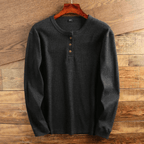 Men's Waffle Knit Long Sleeve Henley Shirt - Dark Gray