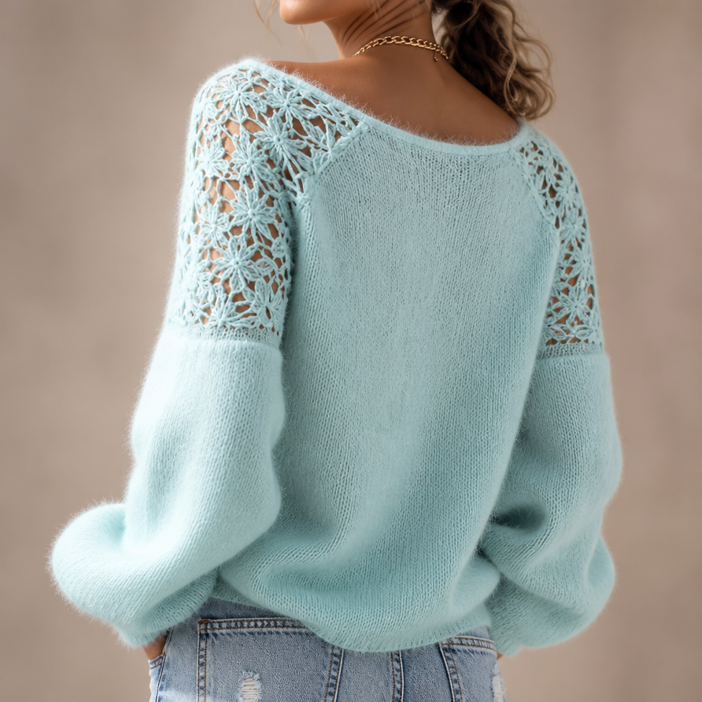 Women's Knit Sweater with Lace Detail