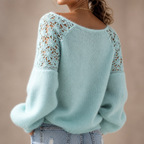 Women's Knit Sweater with Lace Detail