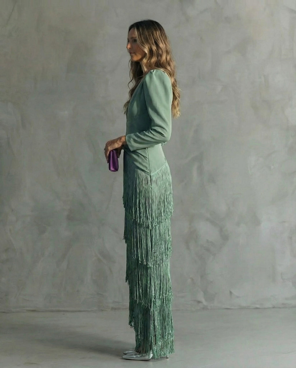 Women's Elegant Fringe Sleeve Dress for Fall