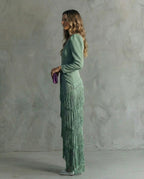 Women's Elegant Fringe Sleeve Dress for Fall