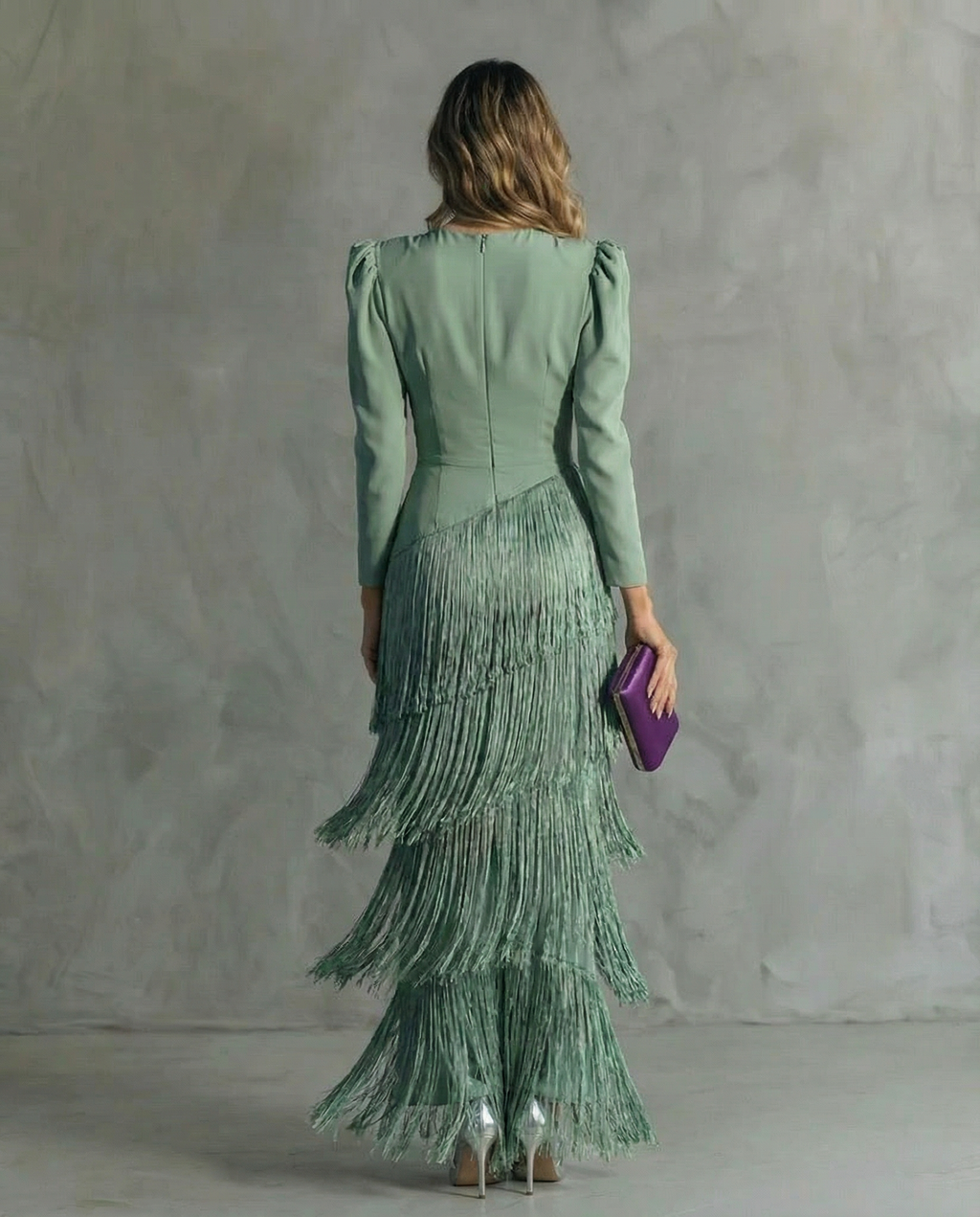 Women's Elegant Fringe Sleeve Dress for Fall
