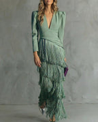 Women's Elegant Fringe Sleeve Dress for Fall
