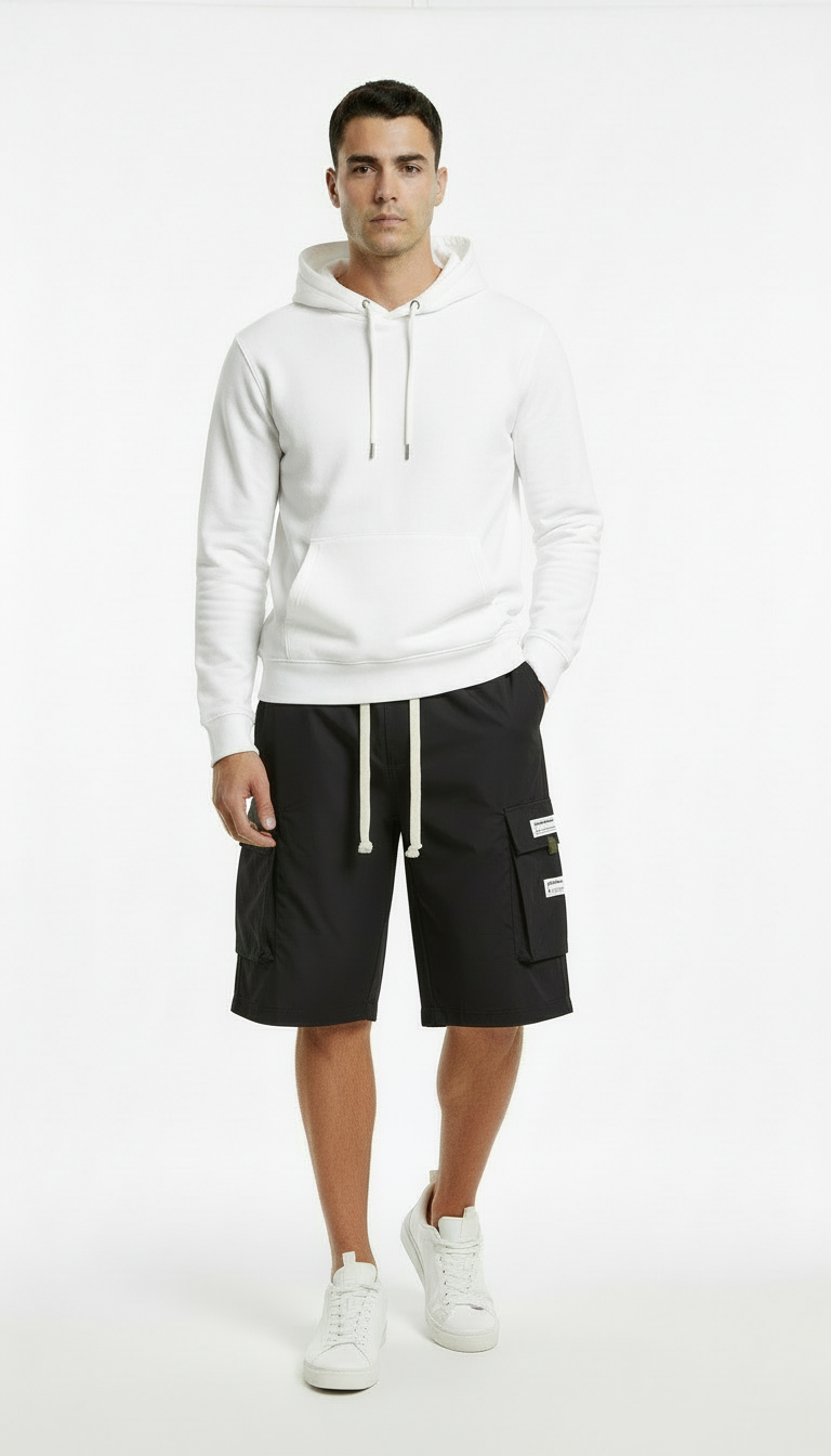 Men's Casual Cargo Capri Pants with Adjustable Drawstring