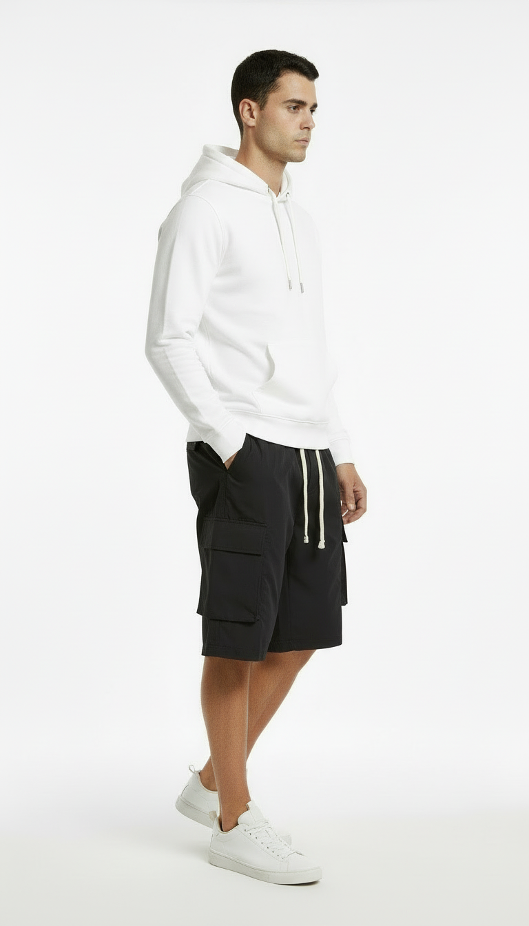 Men's Casual Cargo Capri Pants with Adjustable Drawstring