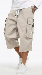 Men's Casual Cargo Capri Pants with Adjustable Drawstring