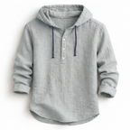 Men's Hooded Linen Shirt - Gray