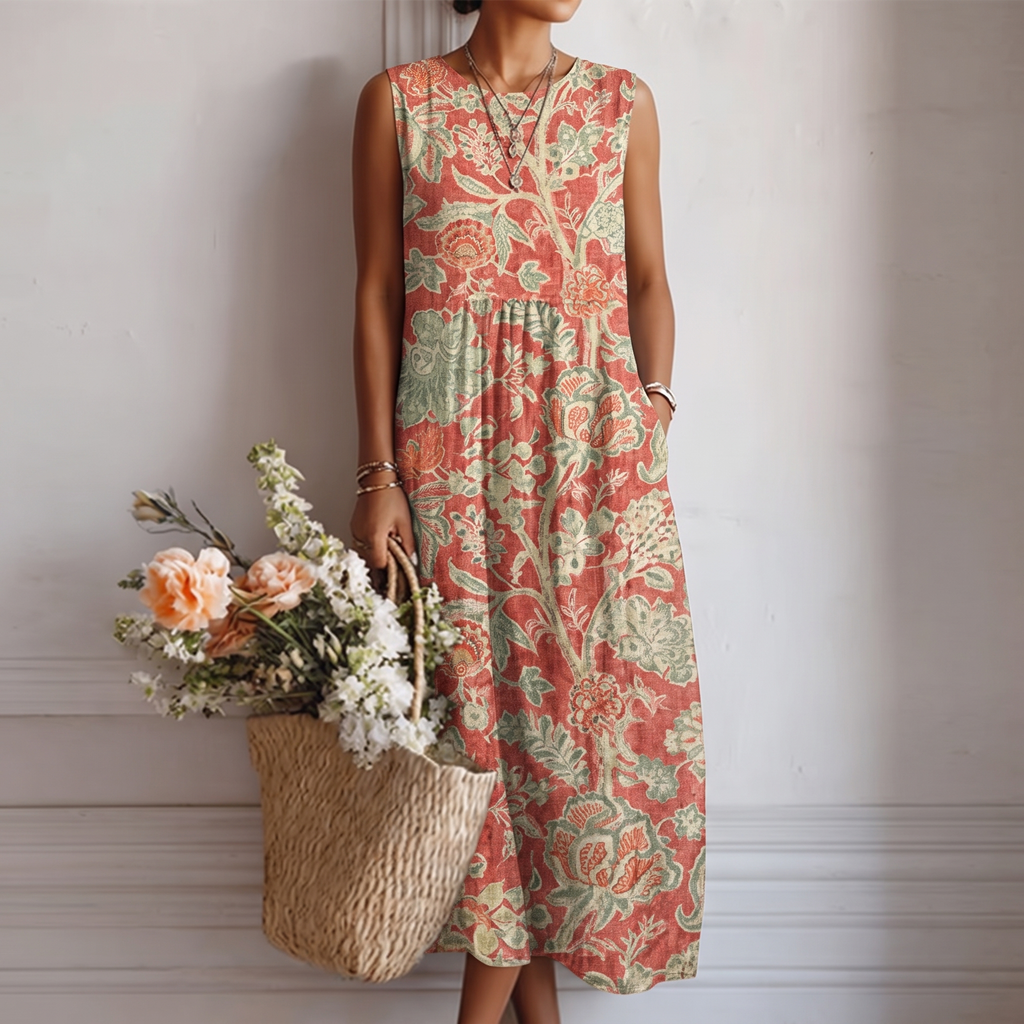Women's Boho Floral Midi Dress