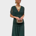 Women's V-Neck Long Sleeve Midi Dress