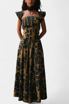 Women's Sleeveless Vintage Print Maxi Dress