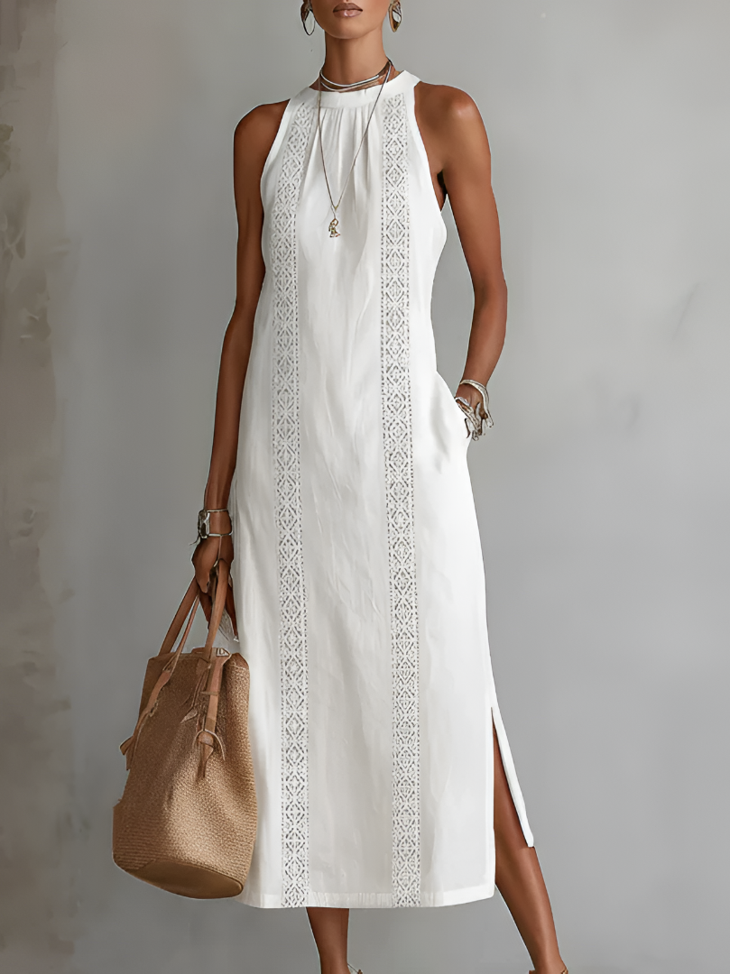Women's Elegant Midi Dress - White
