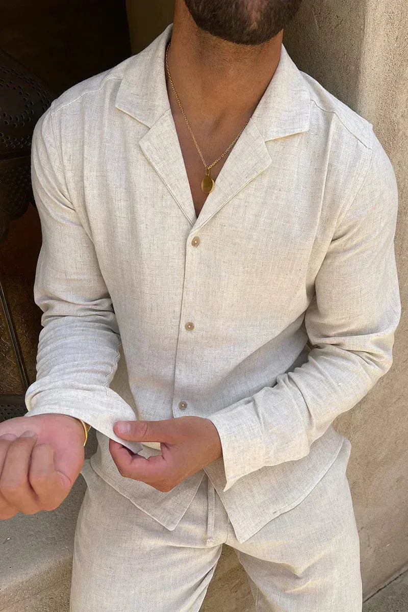 Men's Linen Set Elegant Shirt and Pants