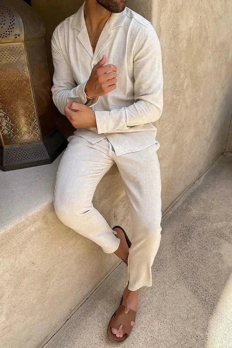 Men's Linen Set Elegant Shirt and Pants