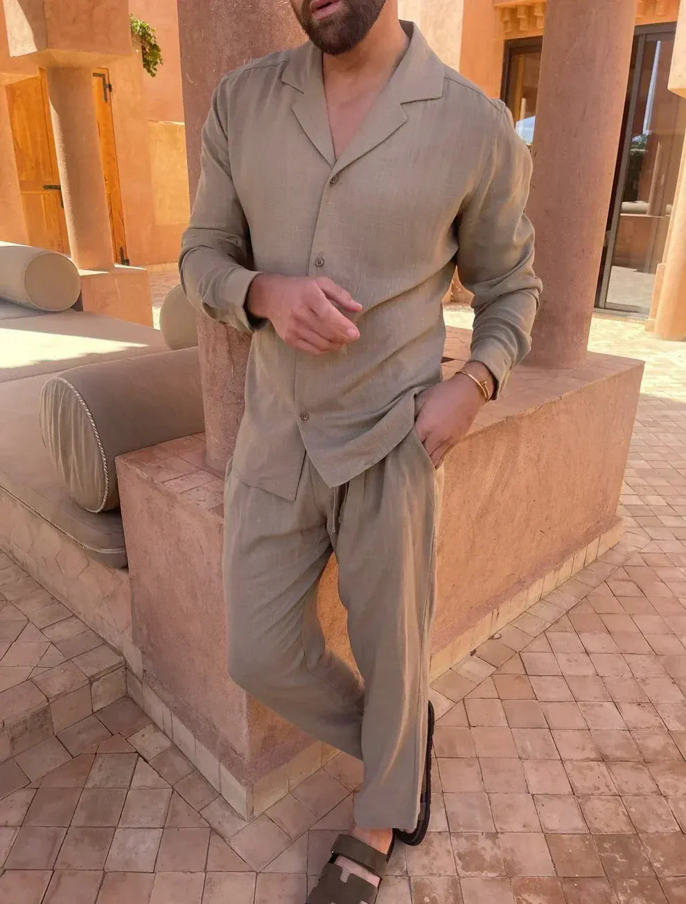 Men's Linen Set Elegant Shirt and Pants
