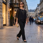 Women's Elegant Chiffon Set with Asymmetric Neckline