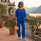 Women's Elegant Chiffon Set with Asymmetric Neckline