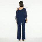 Women's Elegant Chiffon Set with Asymmetric Neckline