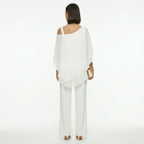 Women's Elegant Chiffon Set with Asymmetric Neckline