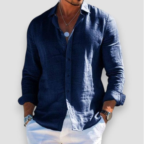 Men's Relaxed Fit Summer Shirt - Navy Blue