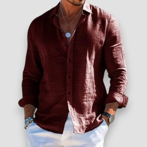 Men's Relaxed Fit Summer Shirt - Brown