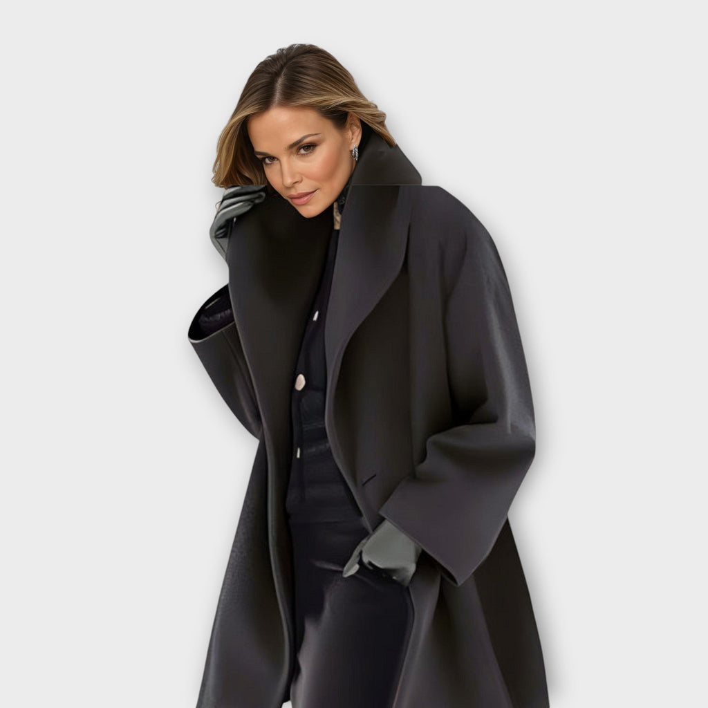 Women's Oversized Wool Coat - Black