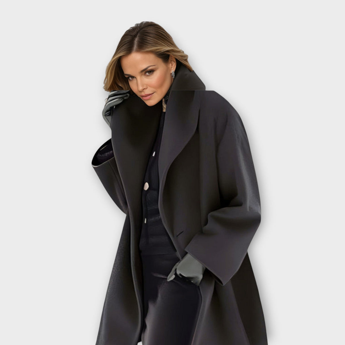 Women's Oversized Wool Coat - Black