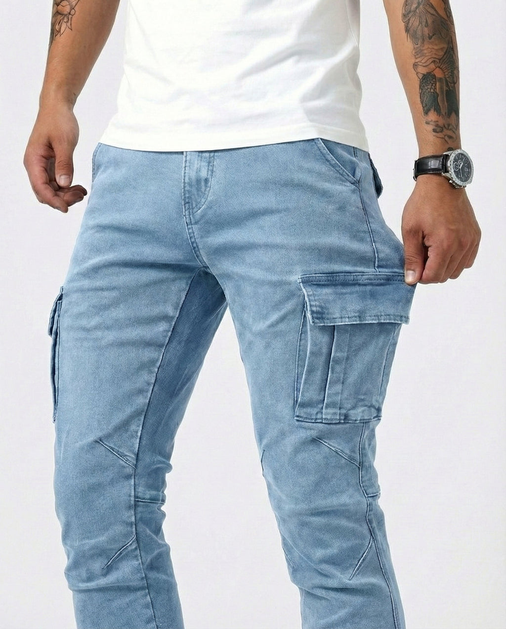 Men's Navy Stretch Cargo Pants