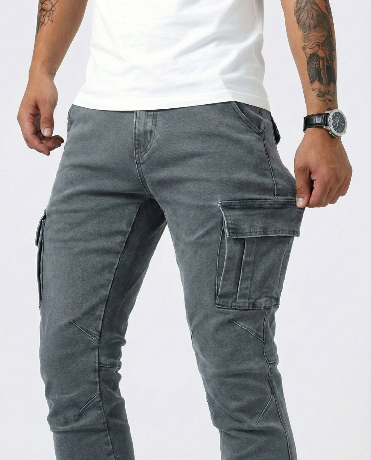 Men's Navy Stretch Cargo Pants