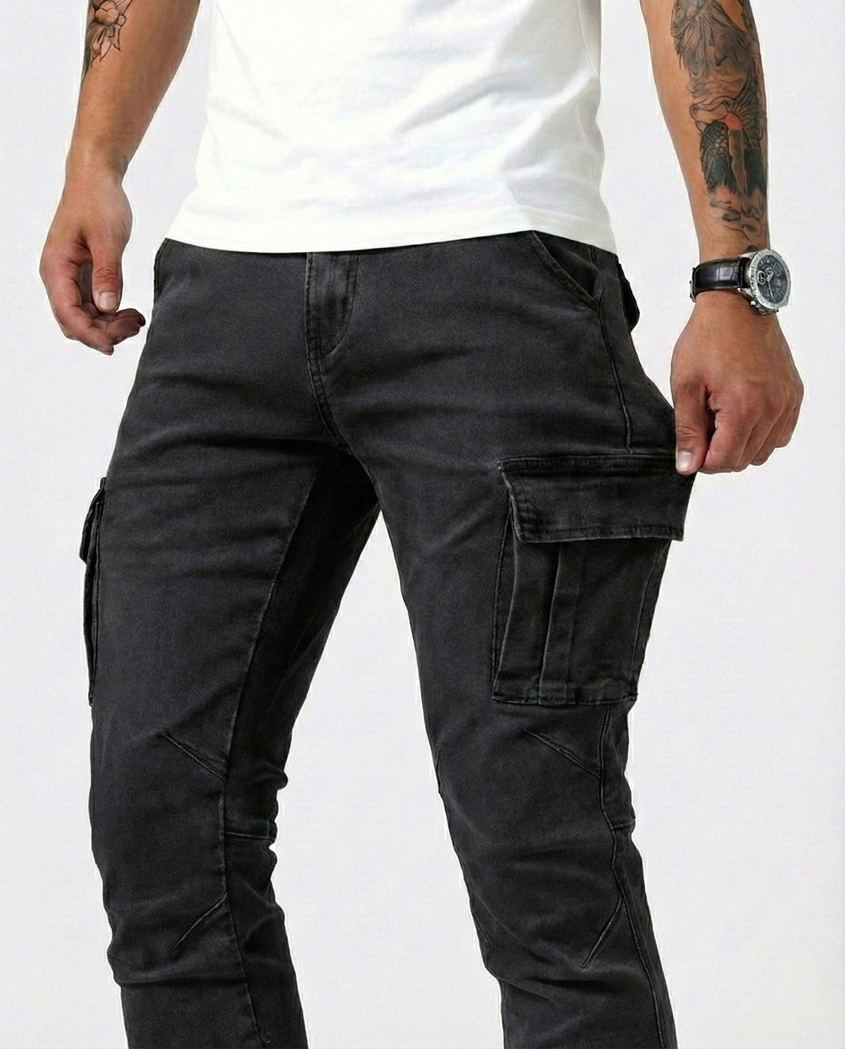 Men's Navy Stretch Cargo Pants
