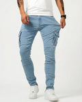 Men's Navy Stretch Cargo Pants - Blue