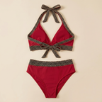 Women's High-Waisted Two-Piece Bikini - Red