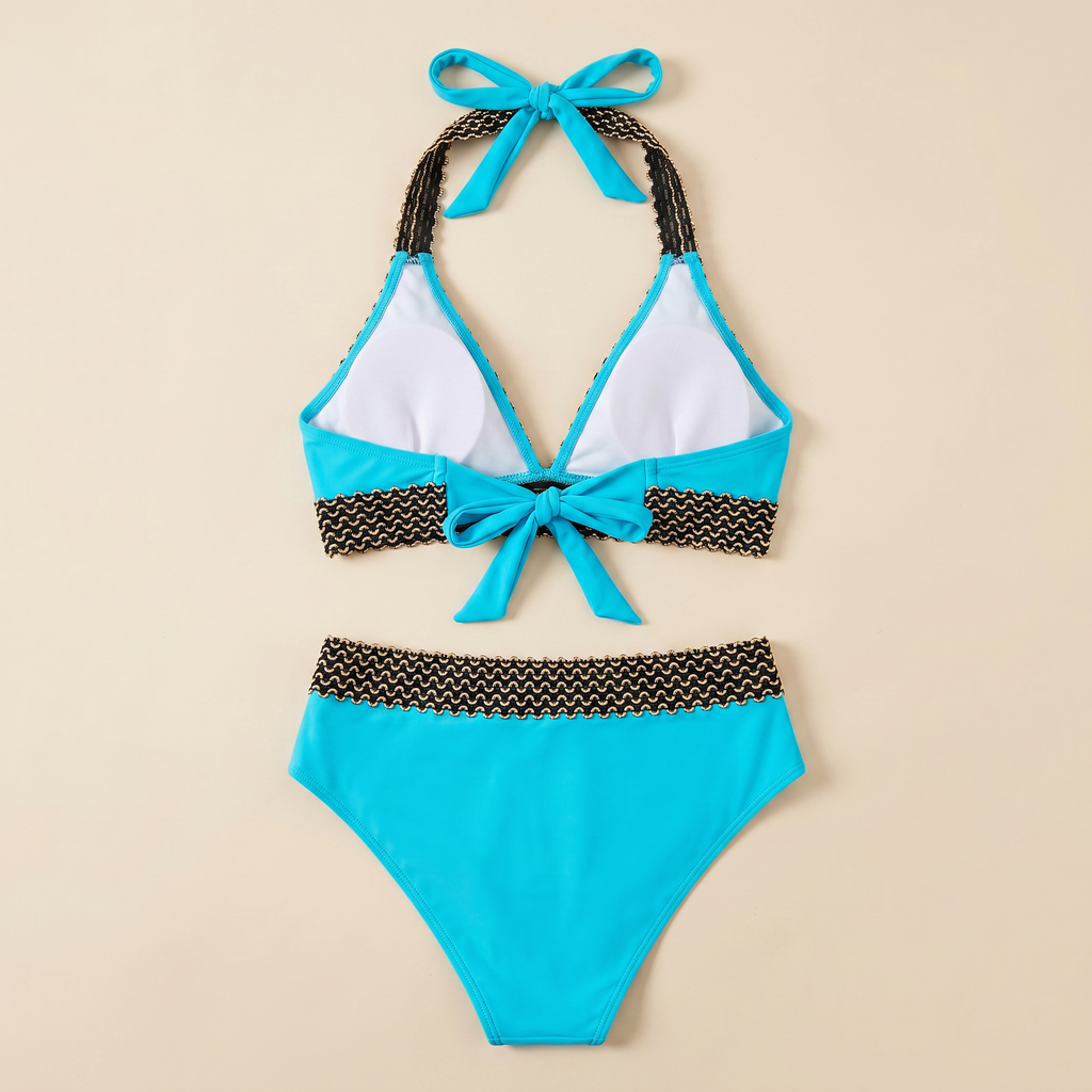 Women's High-Waisted Two-Piece Bikini - Baby Blue