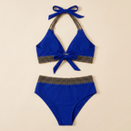 Women's High-Waisted Two-Piece Bikini - Navy Blue