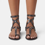 Women's Snake Print Flat Sandals
