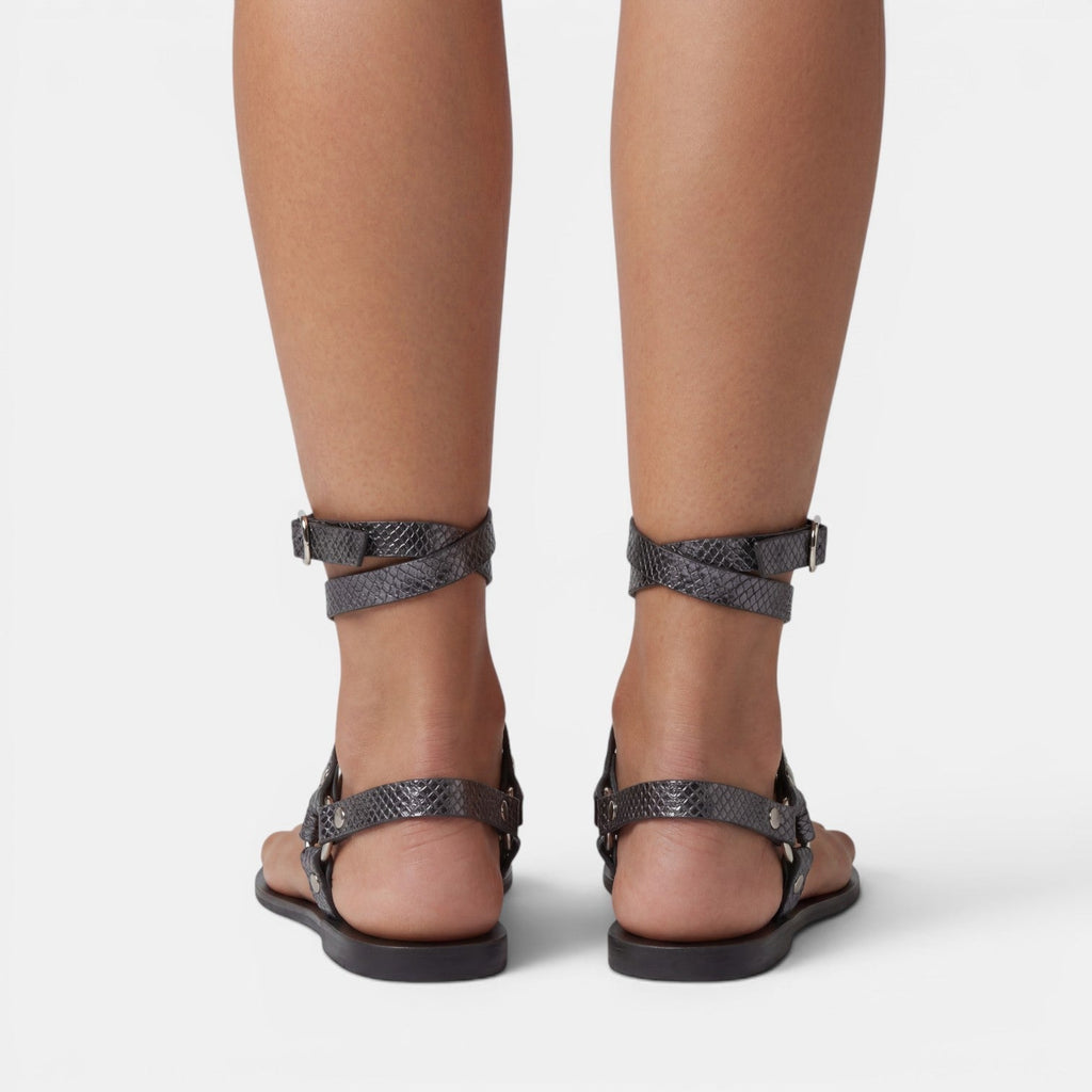 Women's Snake Print Flat Sandals
