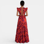 Women's Elegant Red Maxi Wedding Guest Dress
