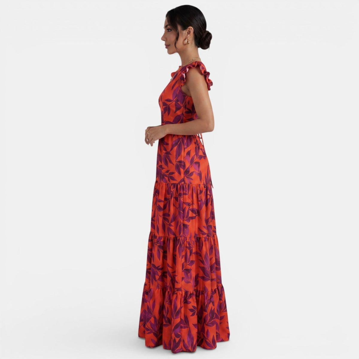 Women's Elegant Red Maxi Wedding Guest Dress