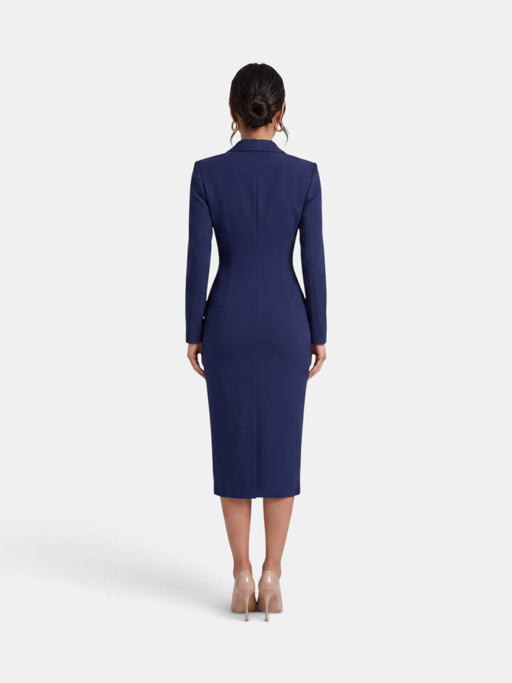 Women's Elegant White Blazer Midi Dress