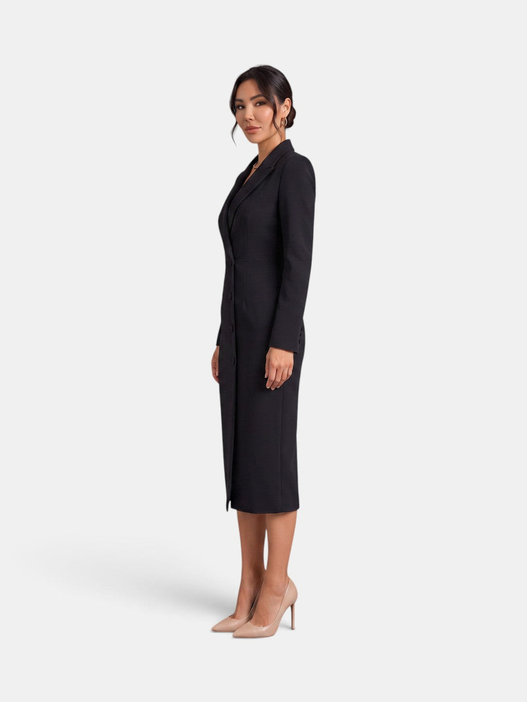 Women's Elegant White Blazer Midi Dress