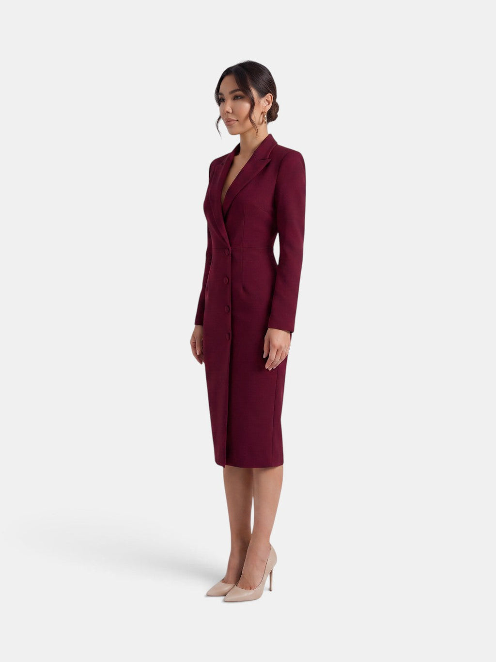 Women's Elegant White Blazer Midi Dress