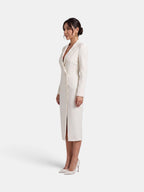 Women's Elegant White Blazer Midi Dress