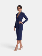 Women's Elegant White Blazer Midi Dress
