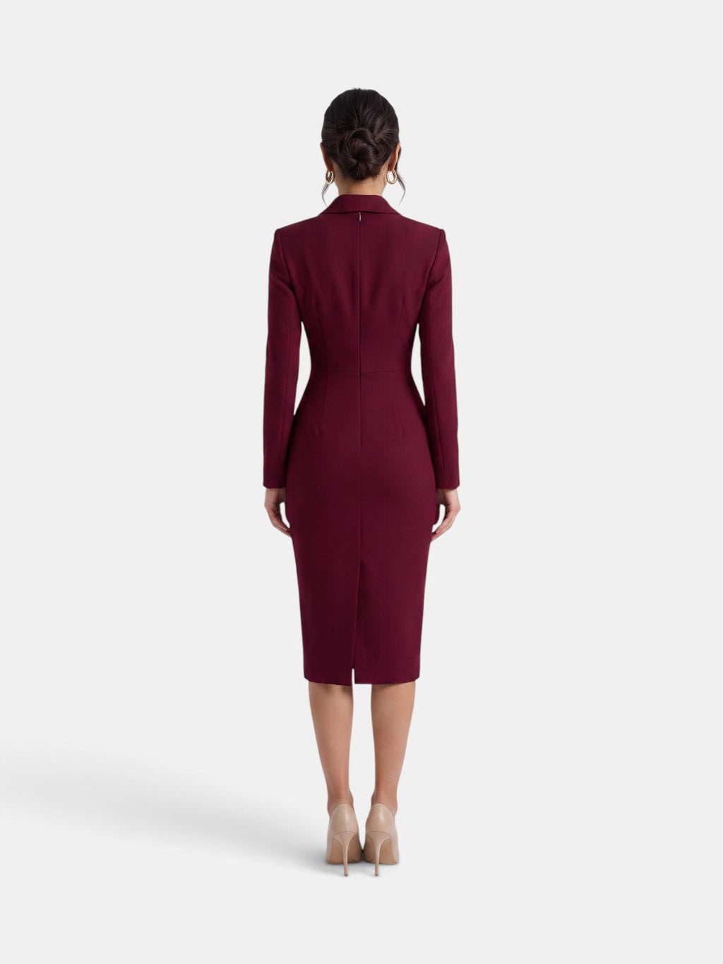 Women's Elegant White Blazer Midi Dress
