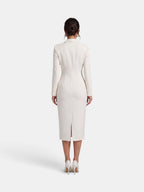 Women's Elegant White Blazer Midi Dress