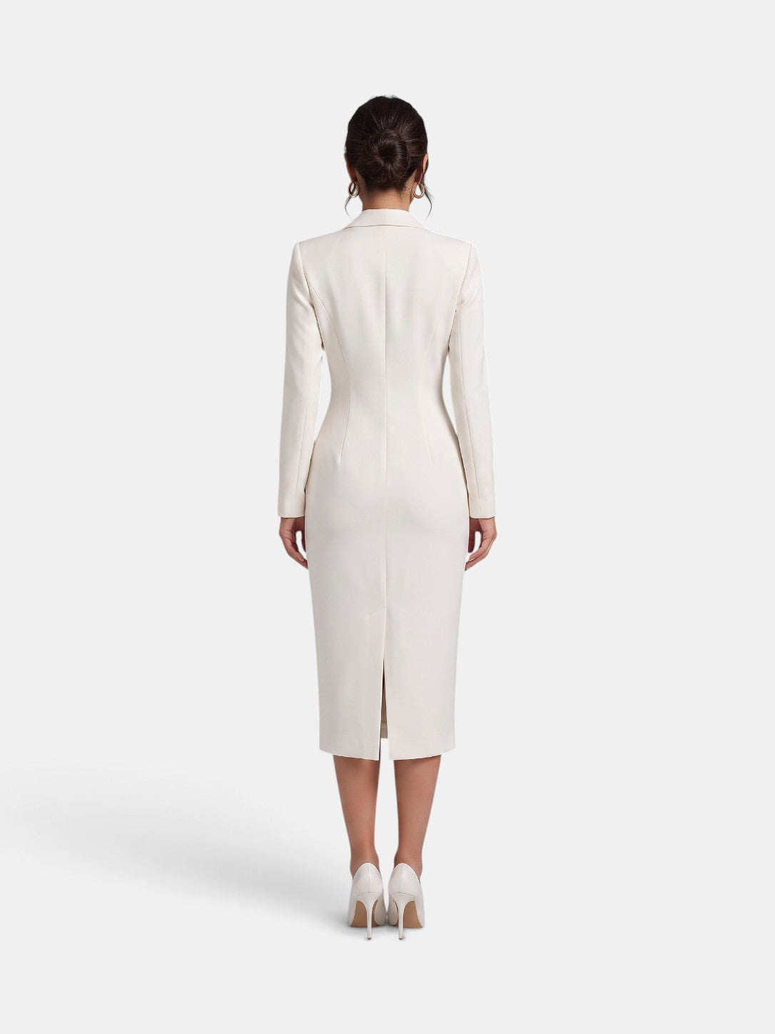 Women's Elegant White Blazer Midi Dress