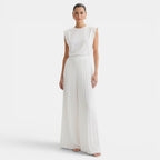 Women's Sleeveless Set with Wide-Leg Pants - White