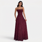 Women's Fitted Backless Tie Dress - Red